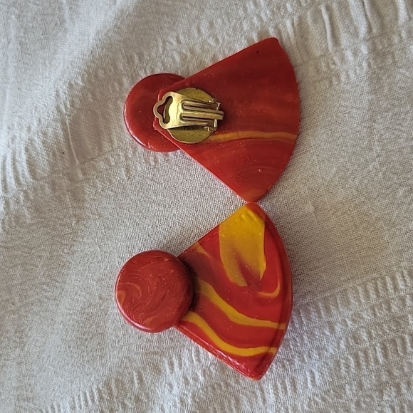 Vintage Polymer Clay Big Earrings - Picture 3 of 3